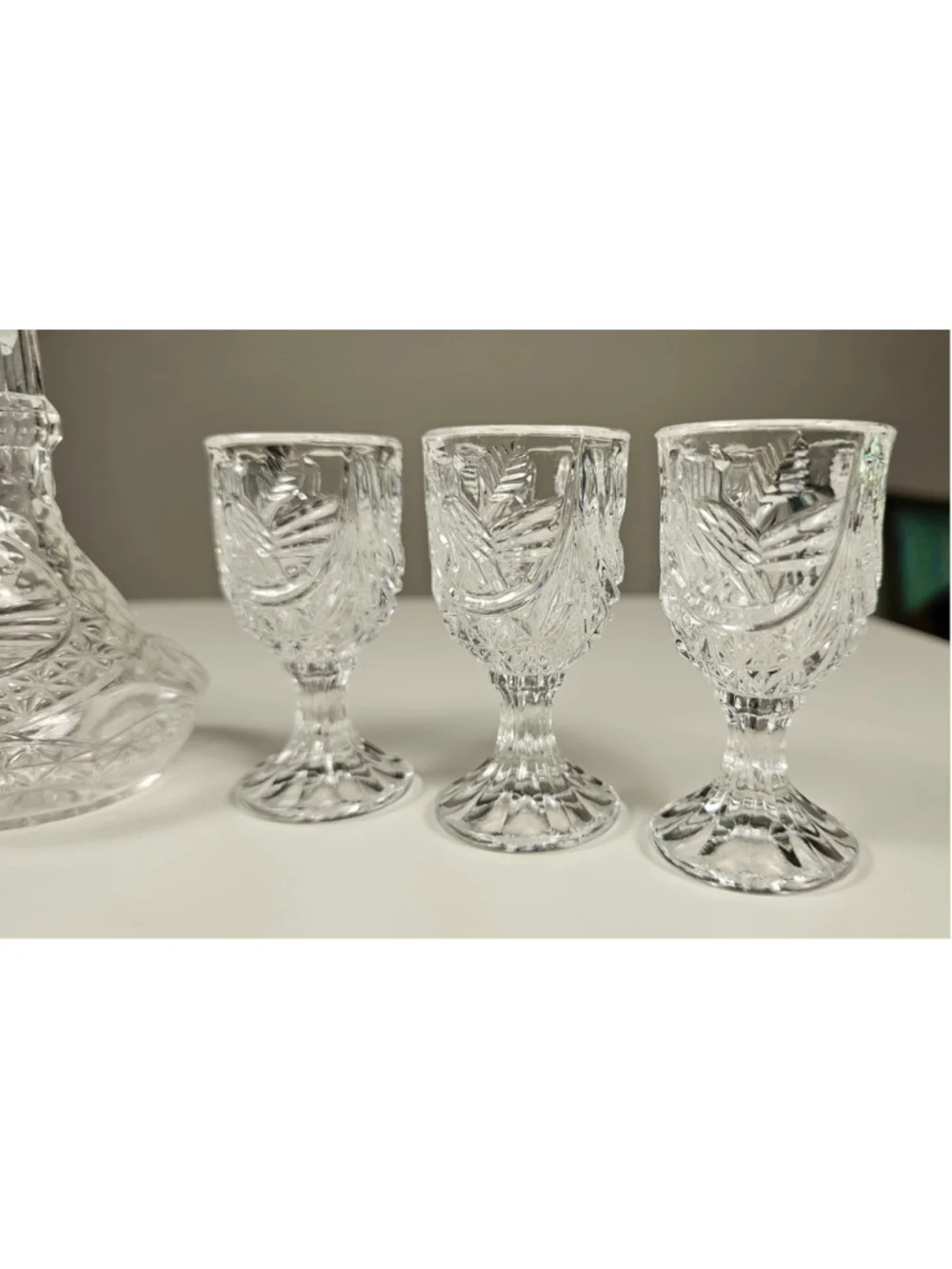 Vtg Hofbauer Byrdes Crystal Small Cordial Liqueur Decanter Set 6 Glasses Germany